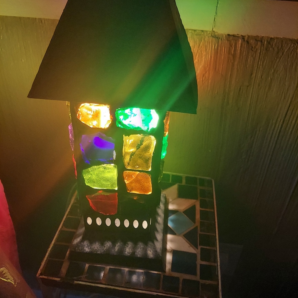 Mid century Brutalist chunk glass lamp - Picture 2 of 10